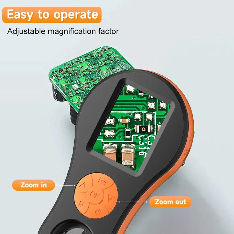 Portable 2MP Digital Magnifier Microscope 2.0-Inch (5.08 cm) IPS Screen 50x Magnification 8 LEDs USB-C TF Card Slot