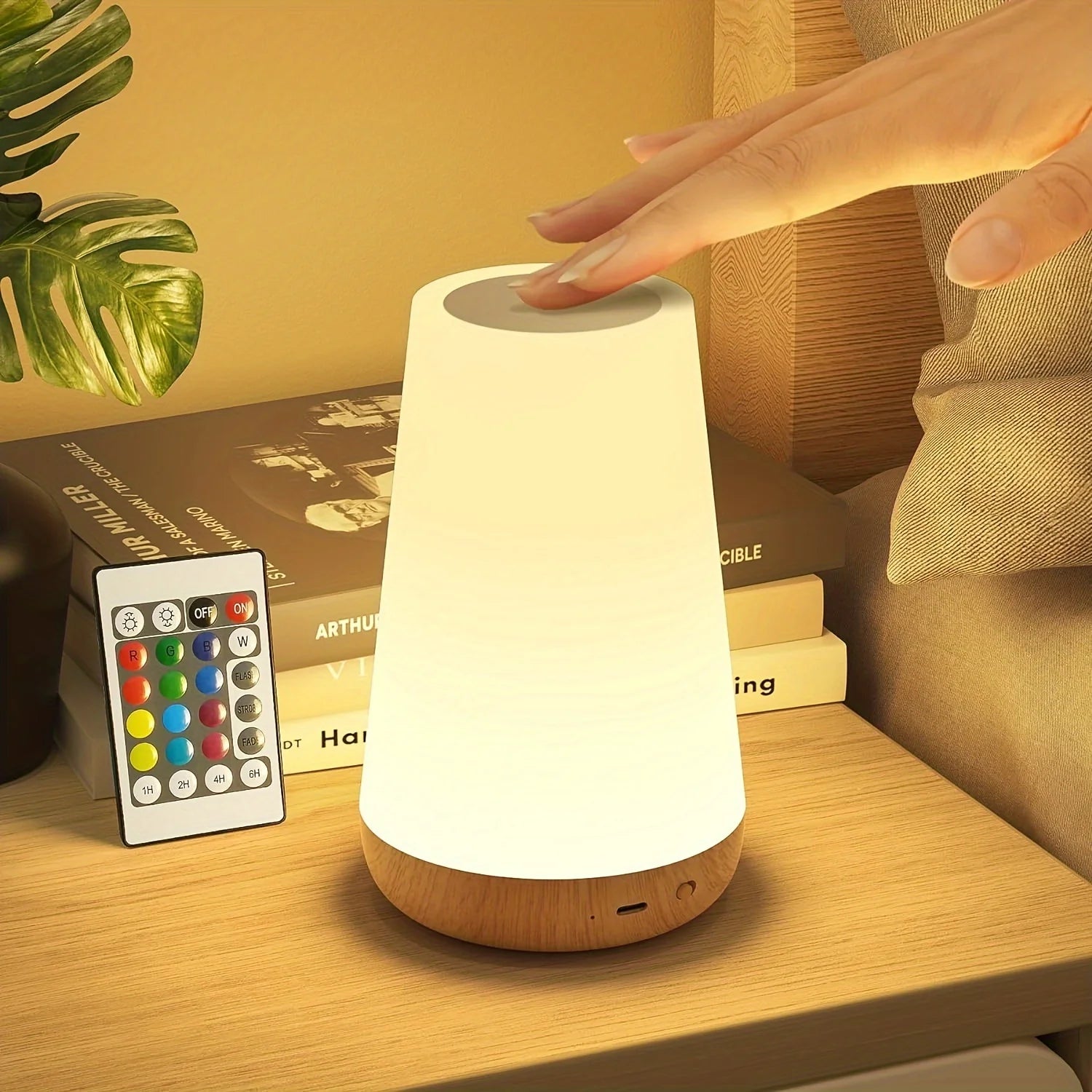Rechargeable Smart LED Night Light 13 Colors 5 Brightness Levels Touch & Remote USB Bedside Lamp