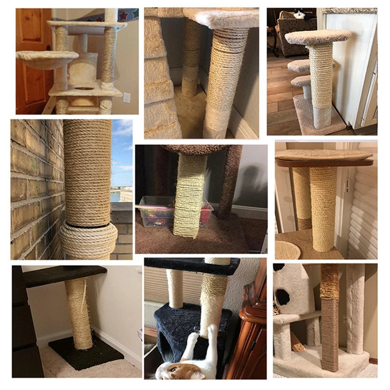 Sisal Hemp Cat Scratching Rope – 20 m (65.6 ft) & 50 m (164 ft) Durable Scratch-Resistant Rope for DIY Cat Trees and Posts