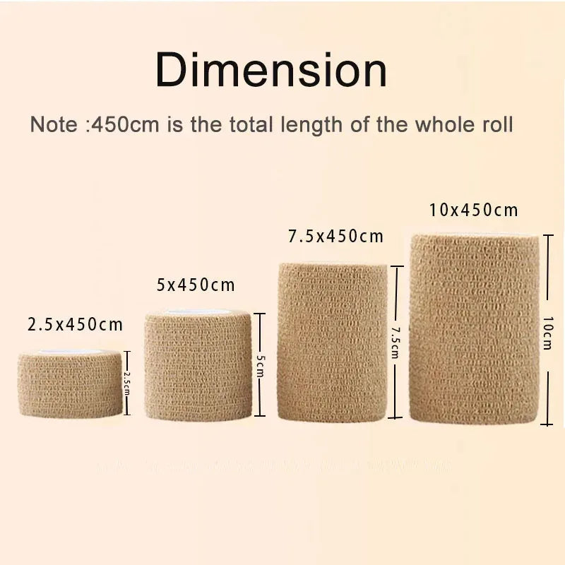 Breathable Elastic Adhesive Sports Bandage Tape – Self-Adhesive Wrap for Wrist, Ankle, Finger (1 or 10 Rolls, Beige)