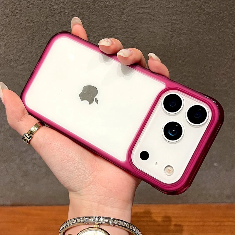 Transparent Acrylic Shockproof Bumper Case for iPhone 13/14/15/16/17/18 Pro Max - Clear Back Cover