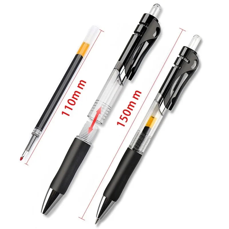 23-Piece Retractable 0.5mm Ballpoint Pen Set - 3 Pens + 20 Refills, Black/Blue/Red, Refillable Quick-Dry Ink