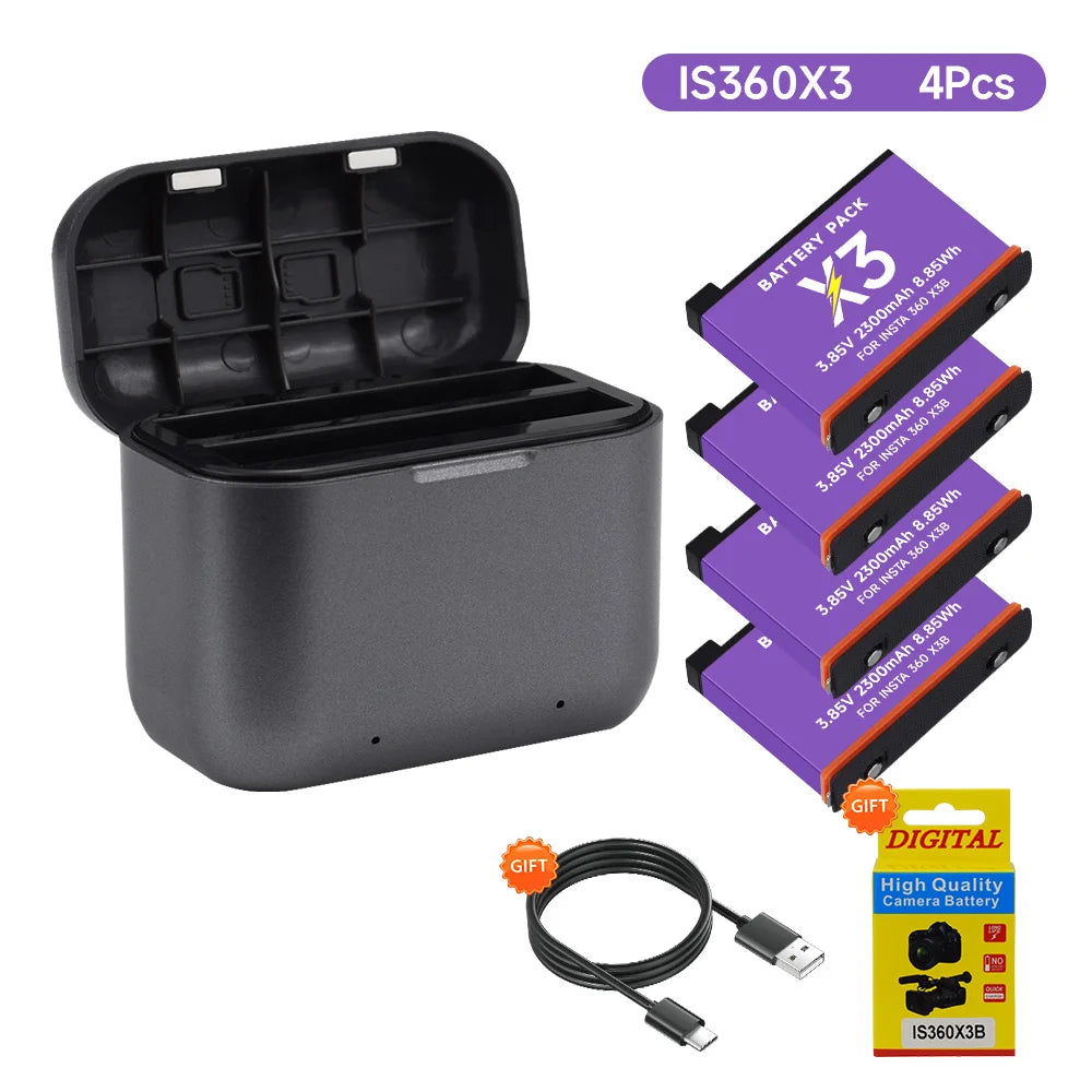 2300mAh 3.85V Rechargeable Li‑ion Camera Battery + 2‑Slot LED Fast Charger Kit for Action Cameras