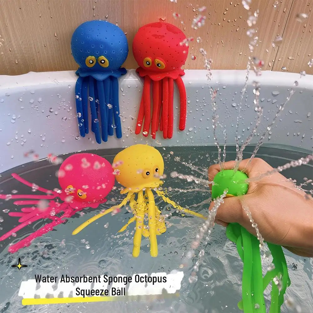 Octopus Bath Squirter Toy for Toddlers – Water Absorbing Sponge Bath Toy for Kids, Available in 1/2/3/5-Pack