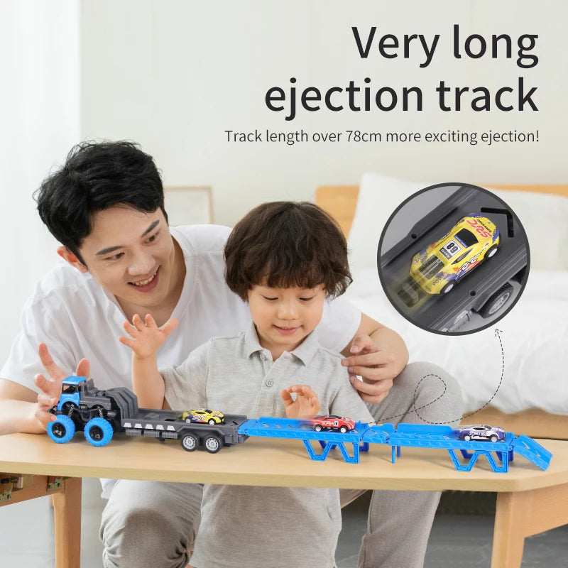 Transforming Rail Car Folding Container Truck Toy – Transporter Playset for Kids Gift