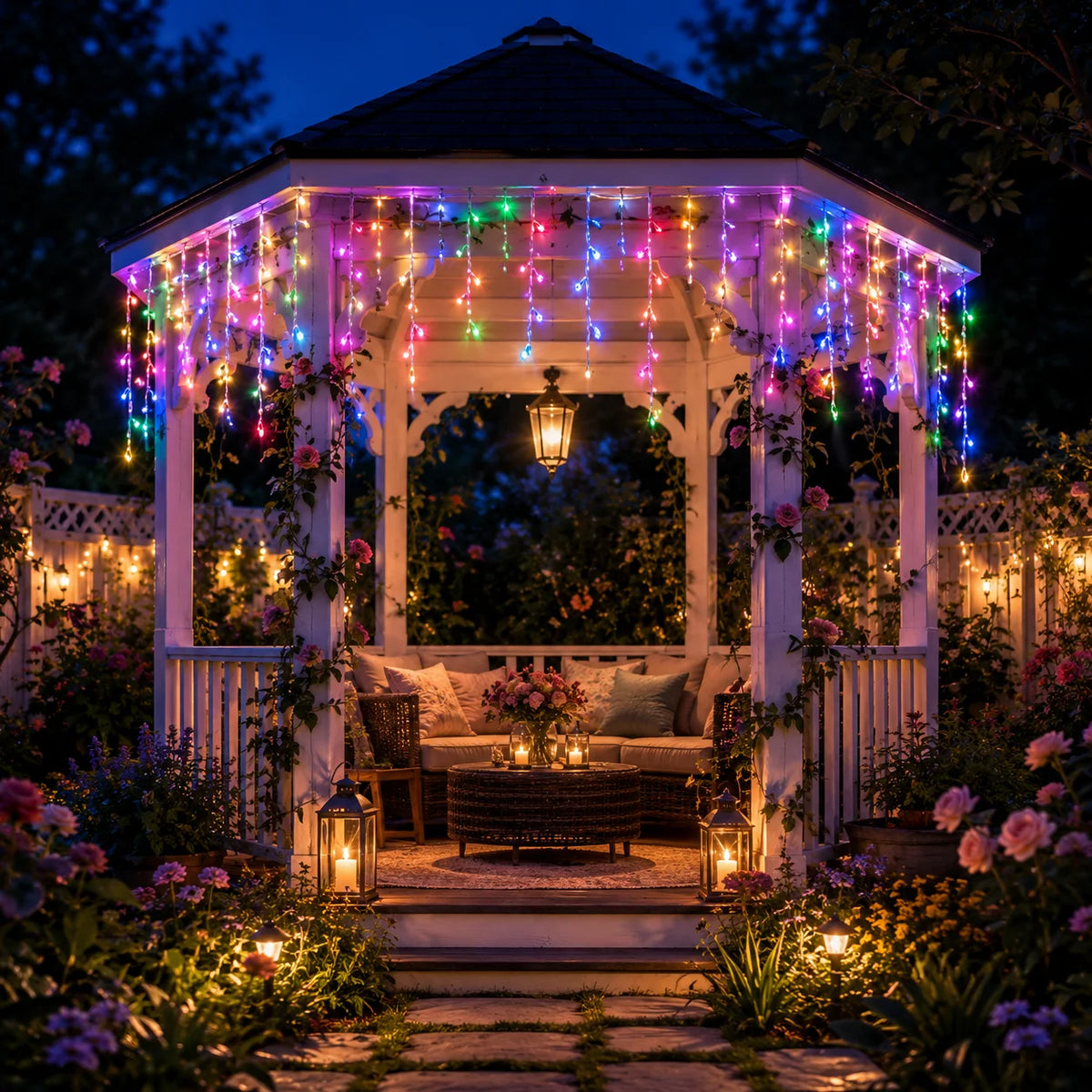 USB LED Icicle Curtain String Lights — 6M (19.7 ft) 100 LED & 10M (32.8 ft) 200 LED, 8 Modes for Window, Porch, Roof, Holiday & Halloween Christmas Decor