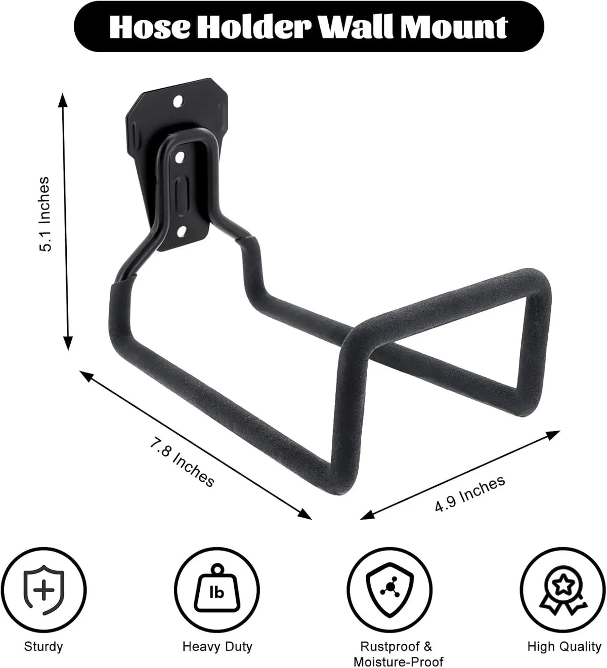 1/2-Pack Heavy Duty Wall Mount Hose Holder - Metal Hanger with Anti-Slip Foam for Garden, Air & Garage