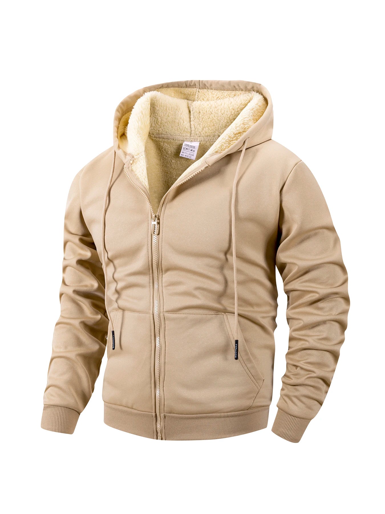Men's Hooded Fleece Zipper Jacket – Windproof Heavyweight Winter Coat for Casual & Sports