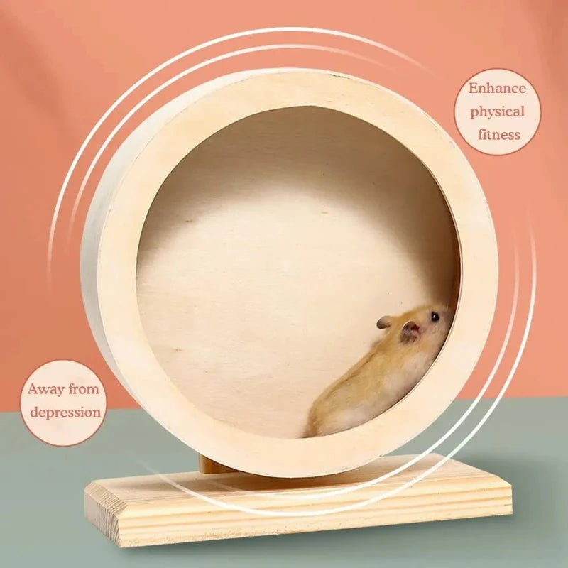 Wooden Hamster Running Wheel - Silent Cork-Pad Pet Exercise Wheel (15cm/5.9in, 20.5cm/7.9in, 25cm/9.8in)