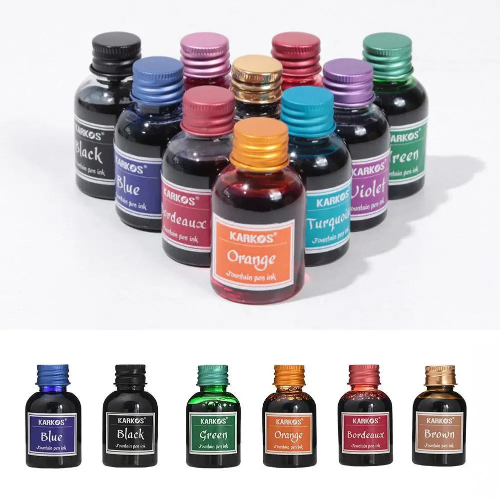 Fountain Pen Ink Refill Bottles – Universal Black & Color Options (20/30/50/75 ml | 0.68–2.54 fl oz)