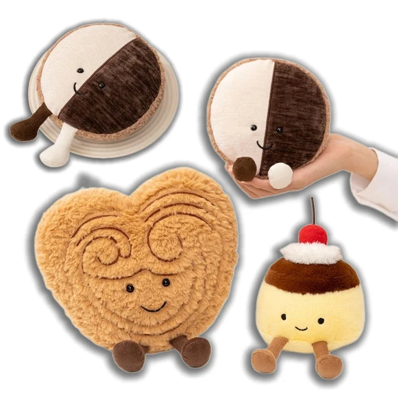 Kawaii Dessert Plush Toy 7 in (18 cm) Pudding Cake Cookie Palmier Stuffed Doll Cute Soft Plushie Gift for Girls