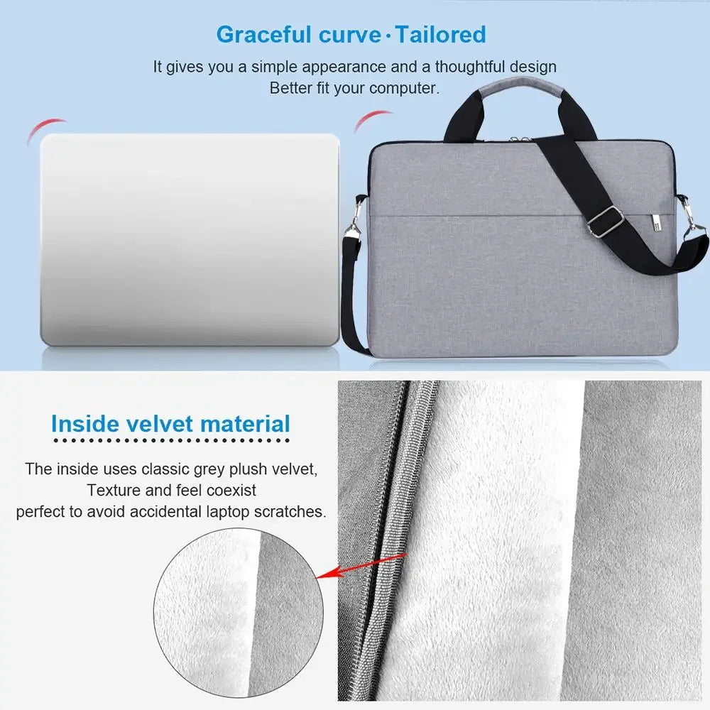 Padded Laptop Sleeve Bag 13.3/14/15.6 Inch Water-Resistant Notebook Pouch with Shoulder Strap