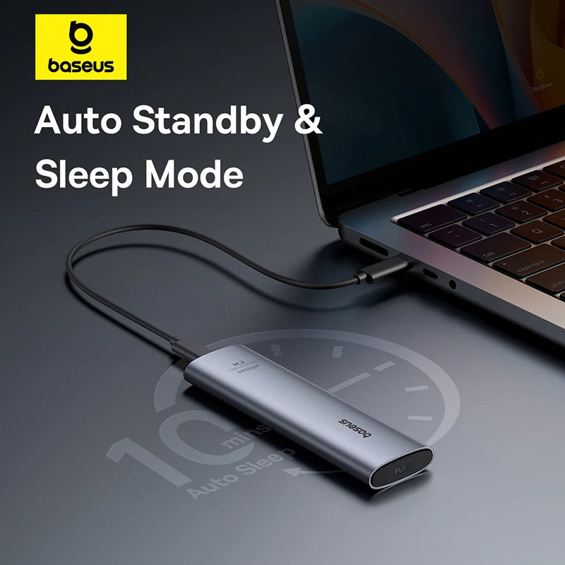 M.2 NVMe SSD Enclosure USB-C 3.2 Gen2 10Gbps – Up to 8TB Aluminum External Case (2280/2260/2242/2230) with ON/OFF Button & Cooling
