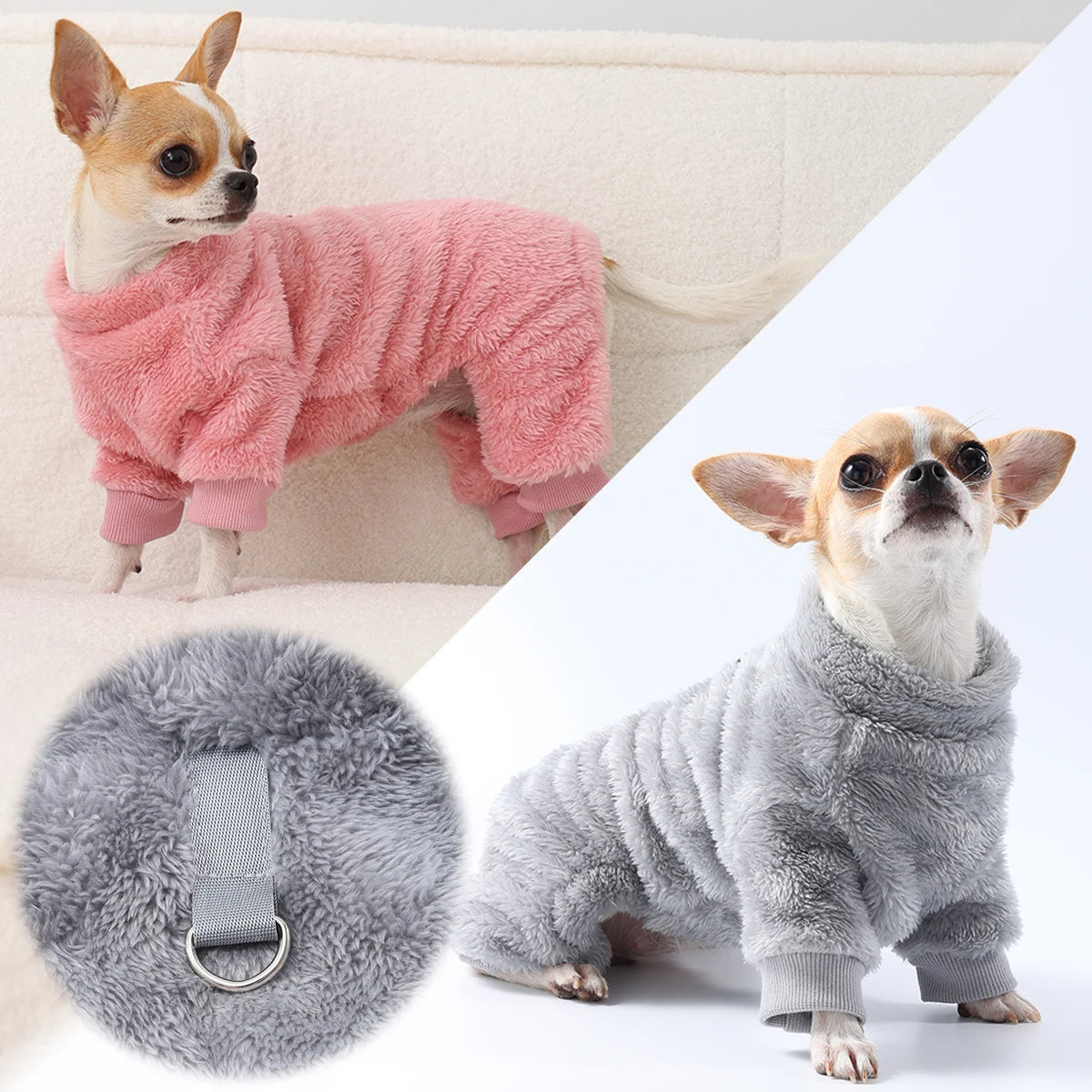 Warm Flannel Dog Jumpsuit XS-XL - Cozy Four-Leg Pet Coat for Small & Medium Dogs and Cats (Chihuahua, Yorkie)