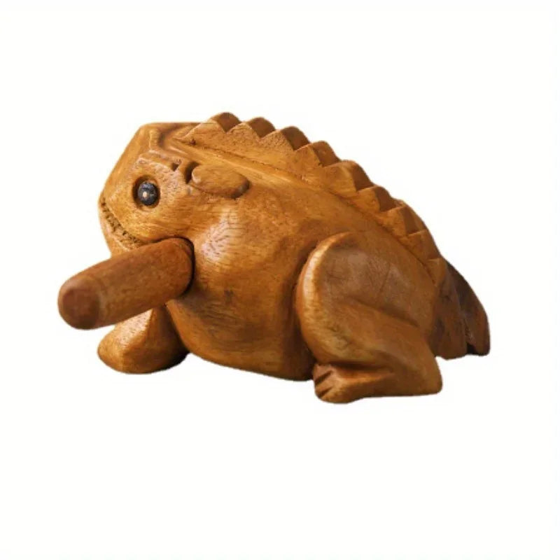 Hand-Carved Wooden Frog Ornament – Croaking Solid Wood Home Decor & Souvenir