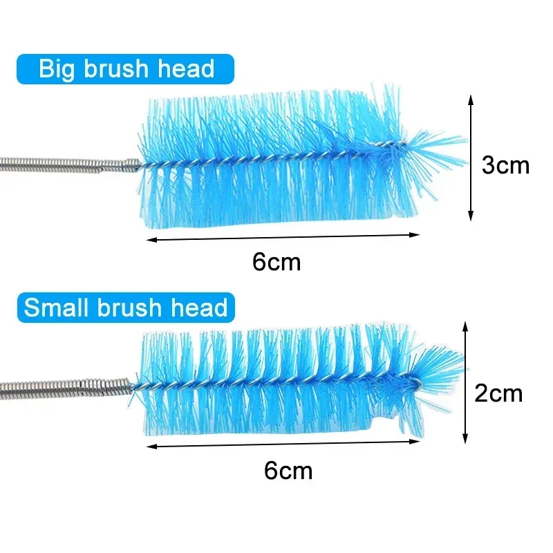 Aquarium Tube Cleaning Brush Flexible Stainless Steel Hose & Filter Pump Brush for Fish Tanks (35.4 in / 90 cm, 61.0 in / 155 cm)