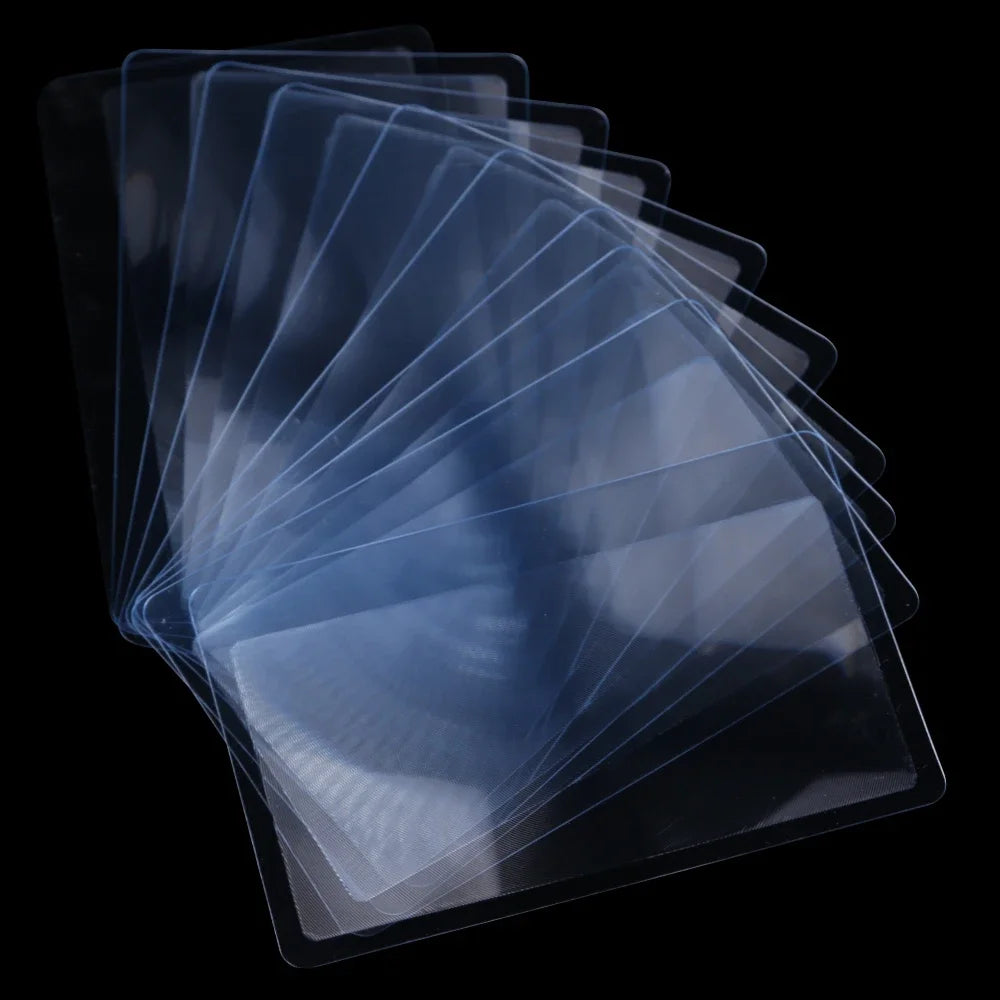 3X Fresnel Credit Card Magnifier - Transparent Wallet Size Reading Lens (Multi-Pack)