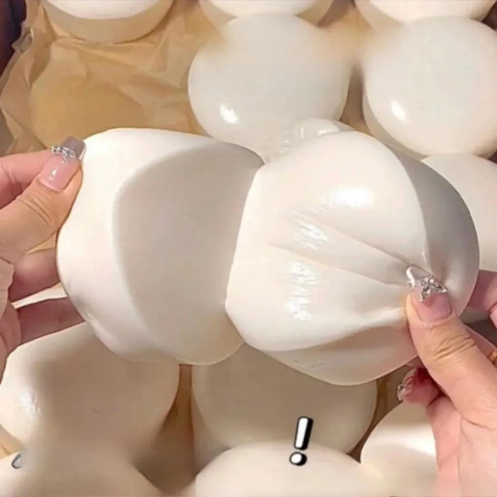 White Yogurt Cake Slow-Rising Squishy Stress Relief Toy Soft PU Squeeze Fidget for Kids & Adults