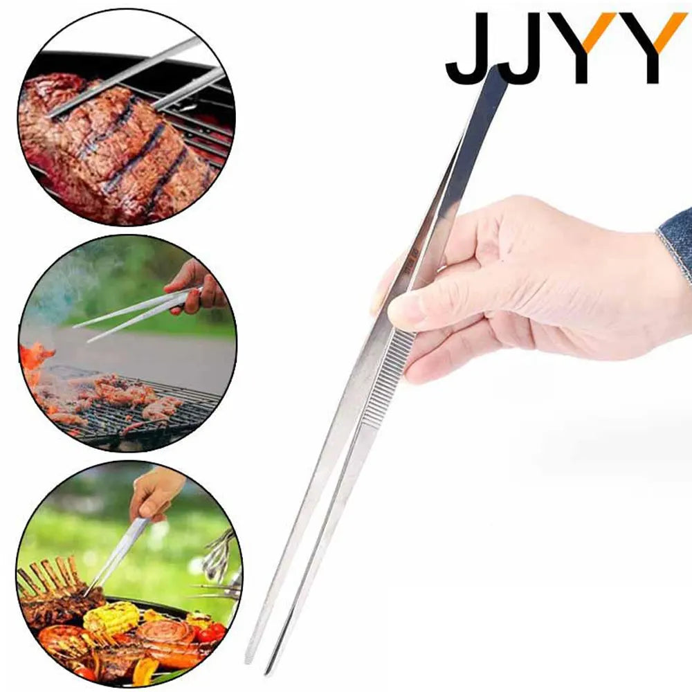 Stainless Steel BBQ Tongs — Multifunction Grill & Kitchen Tweezers (5–12 in / 12.5–30 cm)
