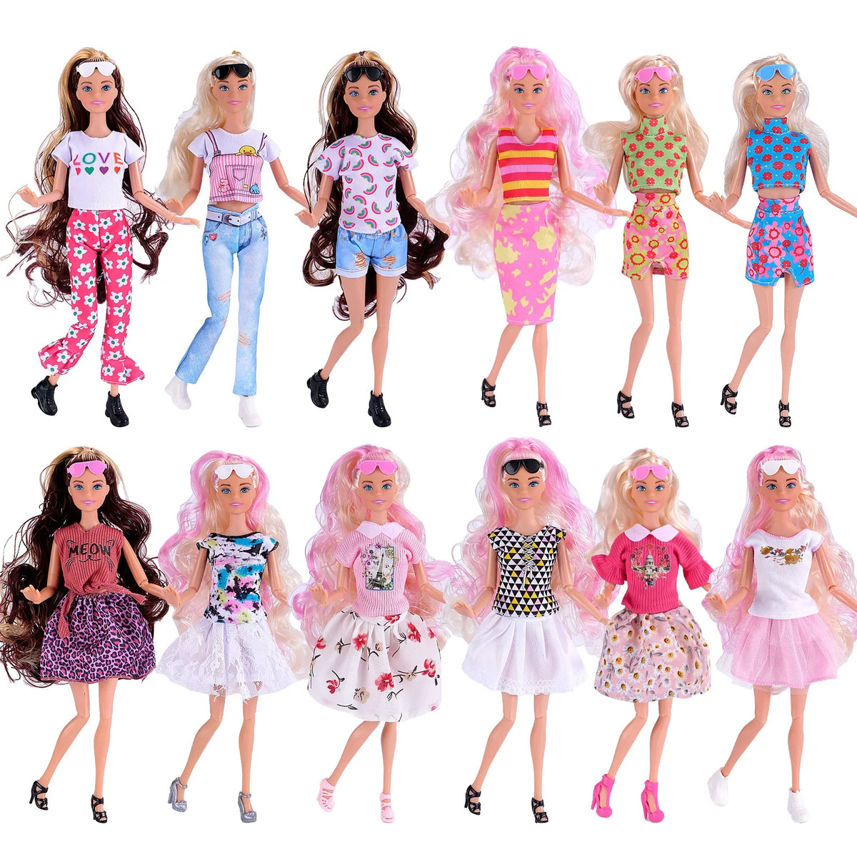 30cm Doll Clothes 1-Set Pink Fashion Outfit - Tops, Skirt, Shoes & Necklace for 11–11.8 in Dolls (BJD, Fashion Dolls)