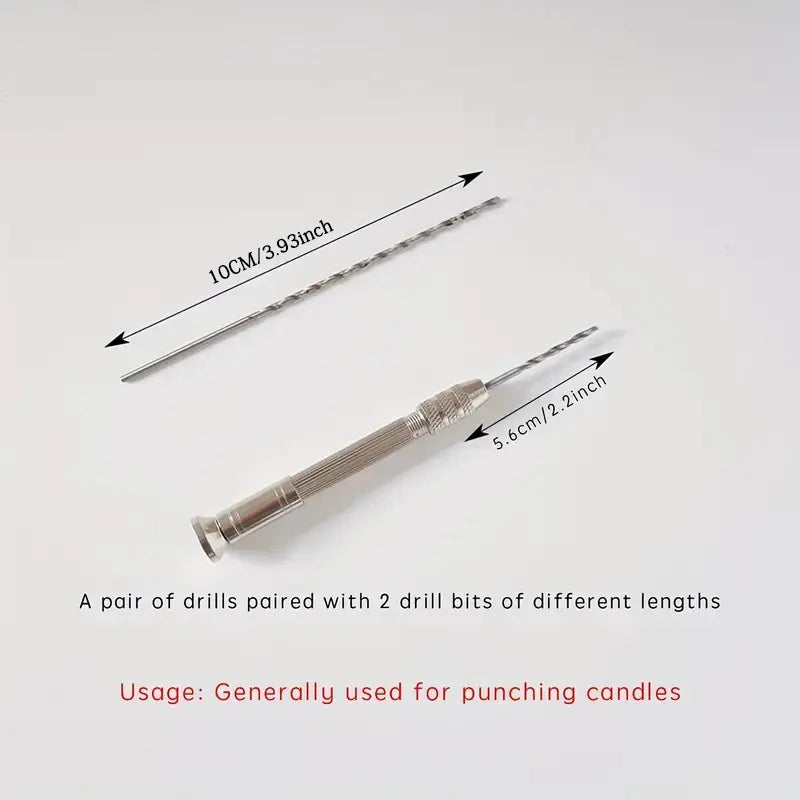 Candle Punch Tool Set for DIY Candlemaking & Crafts - 2 Drill Bits 2.5mm×56mm (0.10 in×2.20 in) & 2mm×100mm (0.08 in×3.94 in)