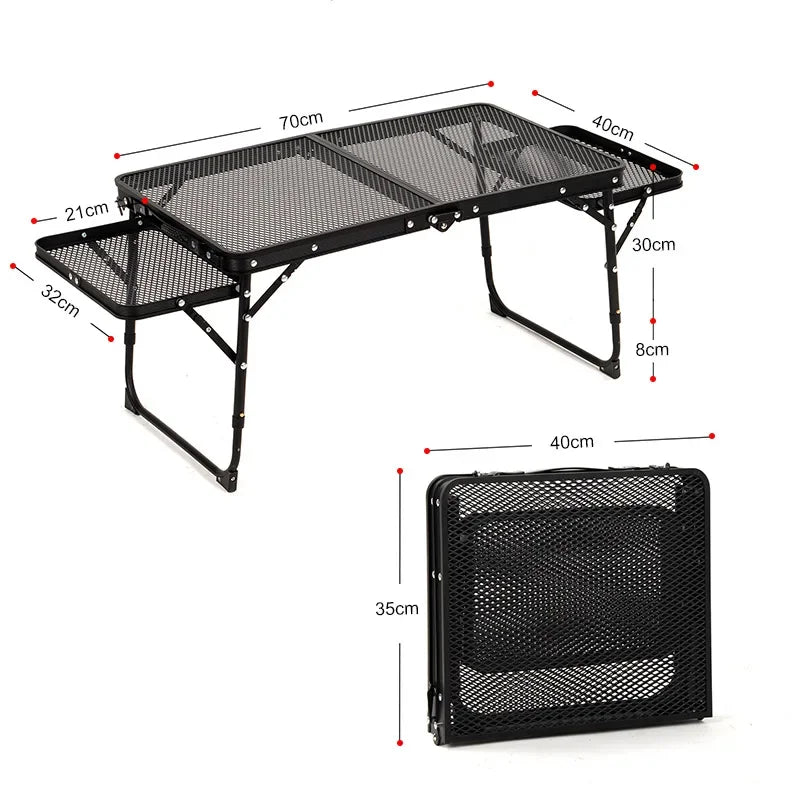 Folding Mesh Patio Table – Portable Aluminum Alloy Lightweight Extension Table for Camping & BBQ
