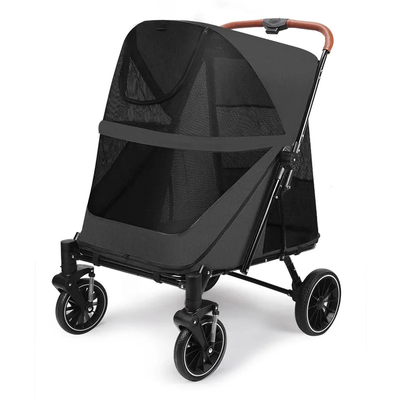 Foldable Pet Stroller for Medium to Large Dogs — 55 kg (121 lb) Load Capacity, Spacious Cabin for Senior Pets