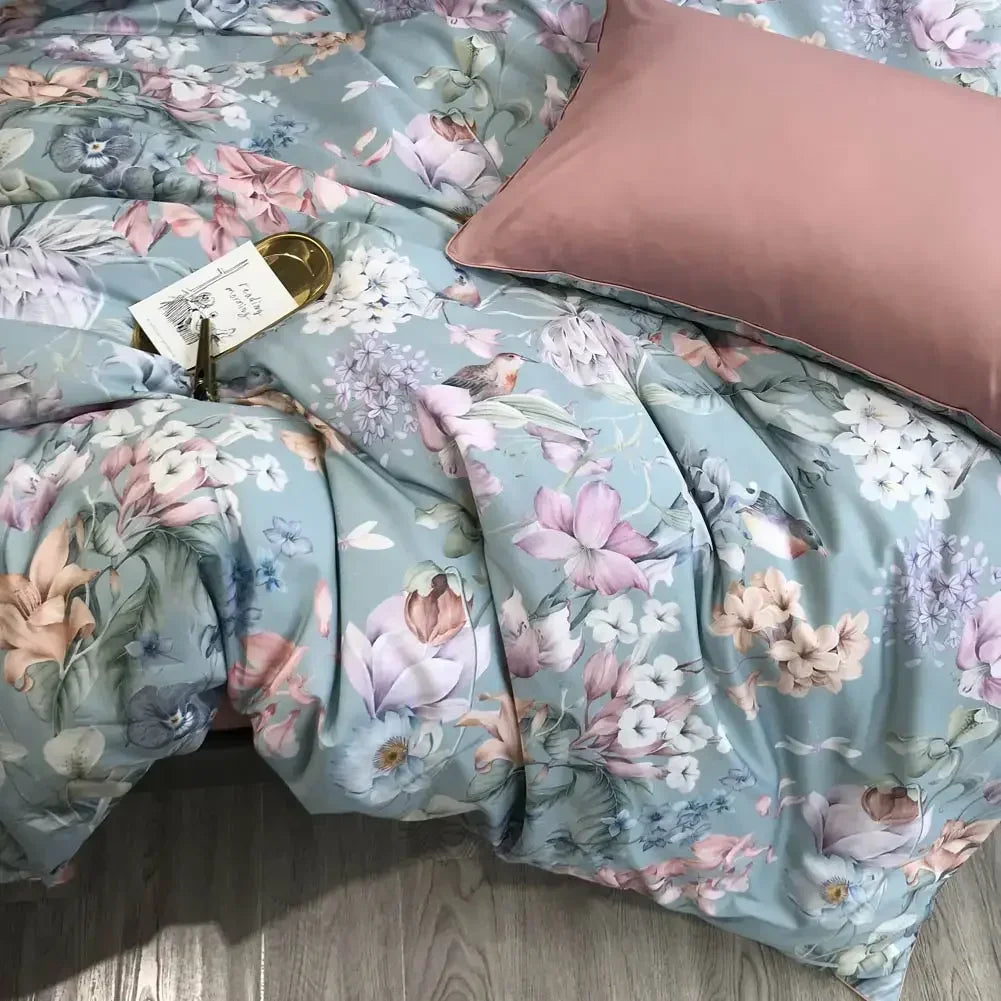 100% Egyptian Cotton 4-Piece Duvet Cover Bedding Set - Duvet Cover with Flat or Fitted Sheet & 2 Pillowcases (Double/Queen/King/AU)