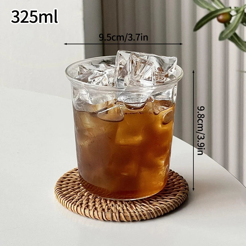 Aesthetic Borosilicate Glass Coffee Cups – Heat-Resistant Iced Coffee & Tea Glasses, 350ml (12oz) & 465ml (16oz)