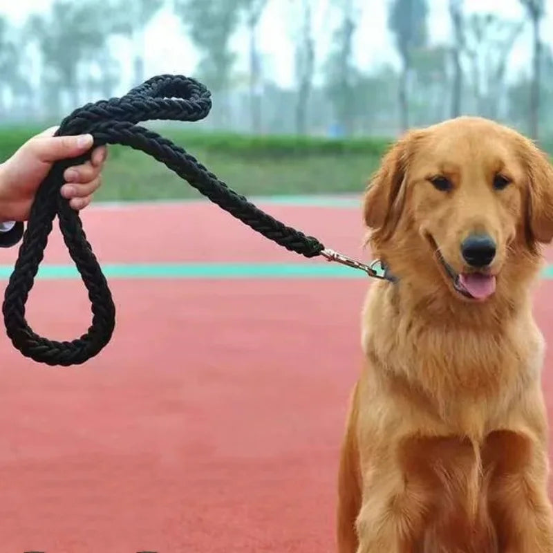 Large Nylon Braided Dog Leash 115cm (45.3in) Thick 2.0cm Rope Lead for Bulldog Rottweiler Hound