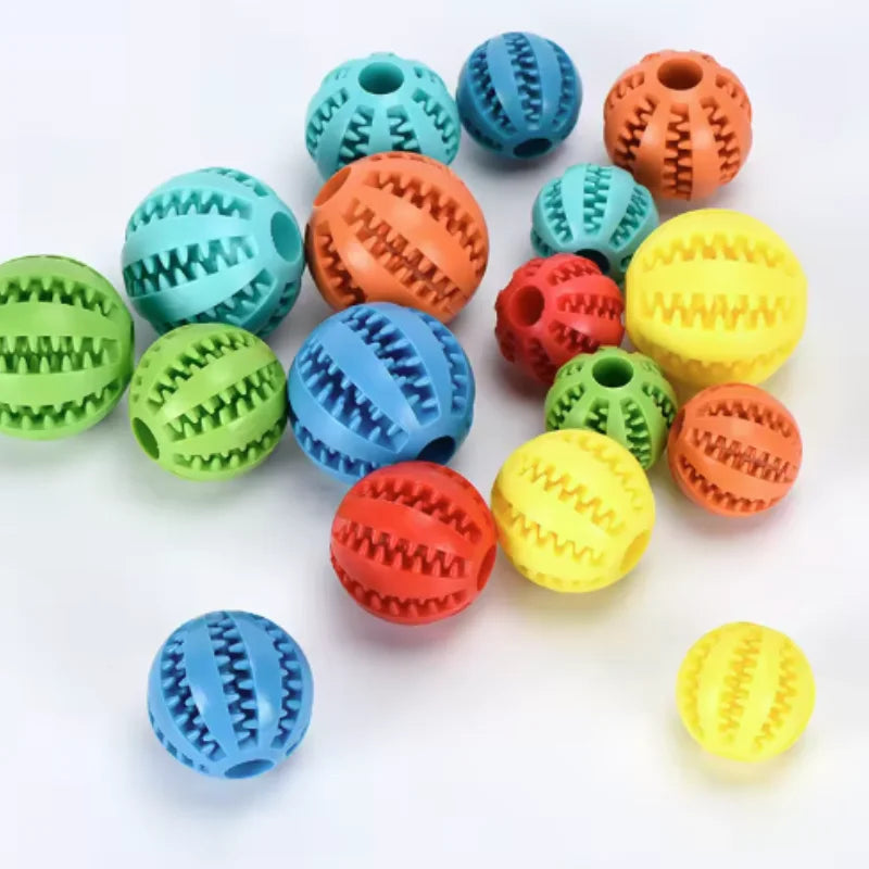 Interactive Rubber Dog & Cat Toy Ball, Puppy Chew Toy, Treat Feeder & Tooth-Cleaning Silicone Ball