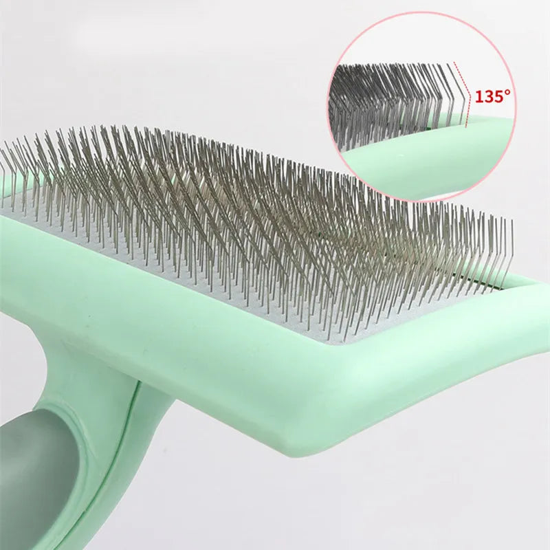 Stainless Steel Pet Grooming Brush for Dogs & Cats – Massage Hair Remover with Soft Handle