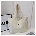 Large Capacity Canvas Tote Bag for Work, College and Shopping, Multi-Pocket Shoulder Book Bag