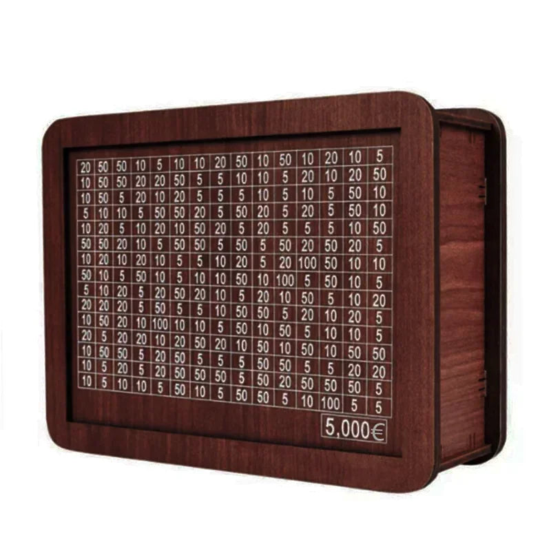 Wooden Savings Challenge Box 1,000/2,000/3,000/5,000/10,000 Euro Piggy Bank