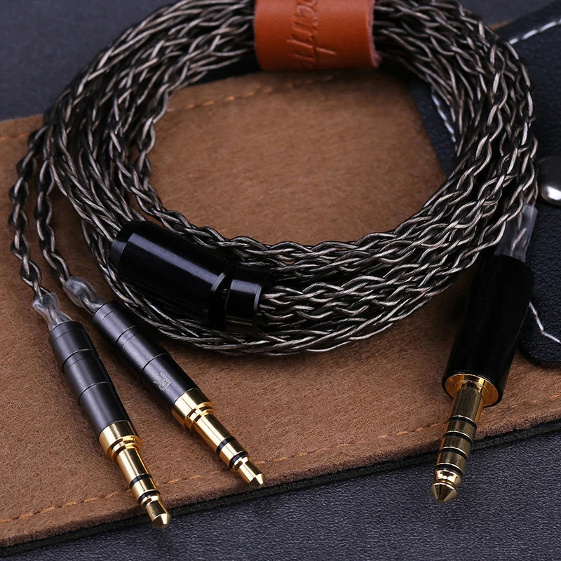 8-Core 1-to-2 Headphone Cable Silver-Plated Copper — 3.5 / 2.5 / 4.4mm Balanced to Dual 3.5mm, 2m / 3m