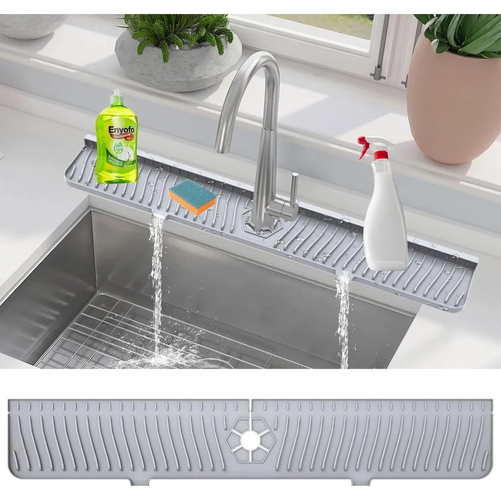 Silicone Faucet Splash Guard Mat — Drainable Non-Slip Sink & Counter Protector (35/45/61 cm | 13.8/17.7/24 in)