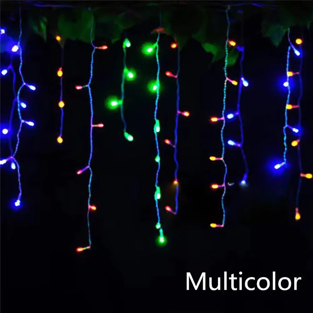 LED Curtain Icicle String Lights 5M (16.4 ft) x 0.4–0.6M (15.7–23.6 in) 96 LED Waterfall Festoon, Outdoor Christmas Garden & Eaves Decor