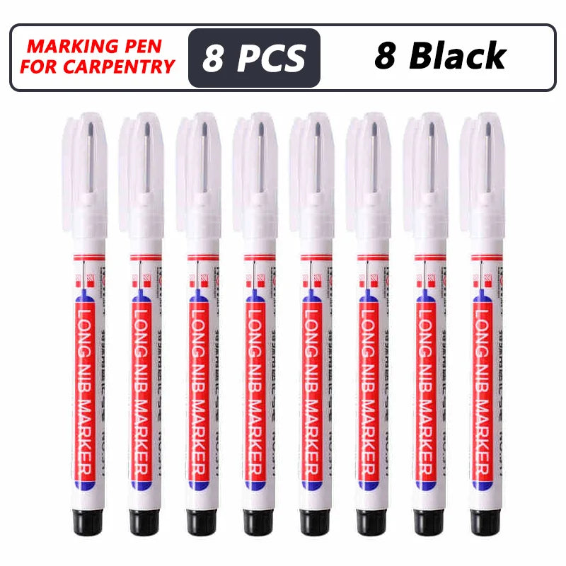 20mm Deep-Reach Long Nib Marker Pen for Wood & Metal — Waterproof Carpenter Marking Pen, 13.7cm (5.4in), Multi-Pack (1–40 pcs)