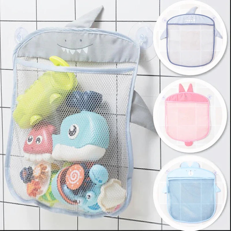 Baby Bath Toy Mesh Organizer with Suction Cups - Cartoon Animal Storage Bag for Kids