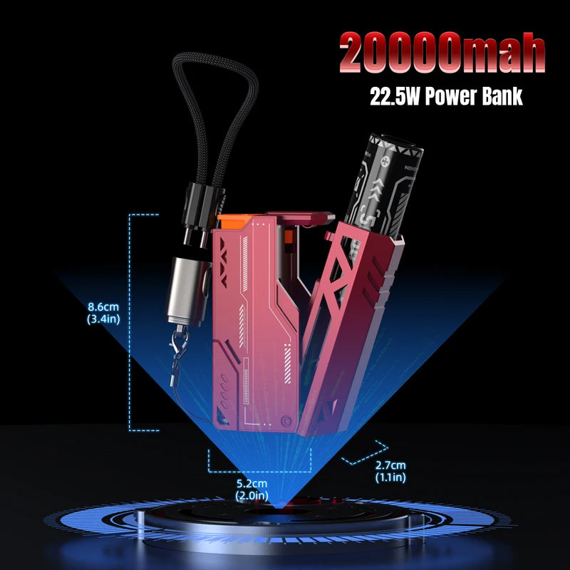 20000mAh Portable Power Bank 22.5W Fast Charge Removable Battery Pack with USB-C & Micro USB