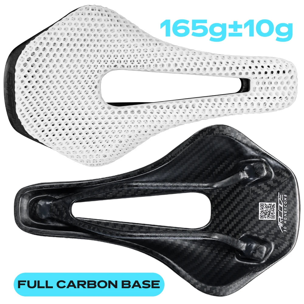 Full Carbon 3D-Printed Bike Saddle – Ultralight Breathable Honeycomb Road & MTB Seat