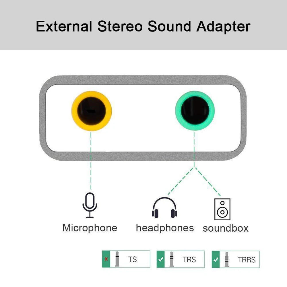 USB-C to 3.5mm Audio Adapter External USB Sound Card — Headphone & Mic Jack for Laptop MacBook Pro