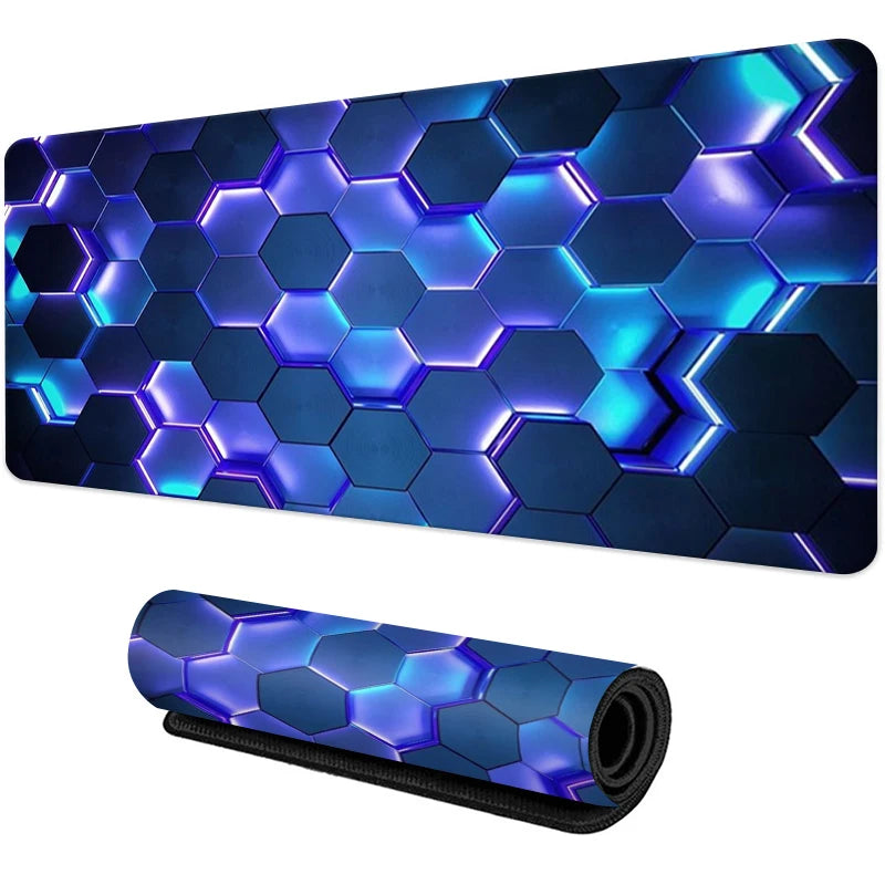 Large Gaming Mouse Pad Red Blue Gradient Non-Slip Rubber Sewn Edge Desk Mat for Keyboard & PC
