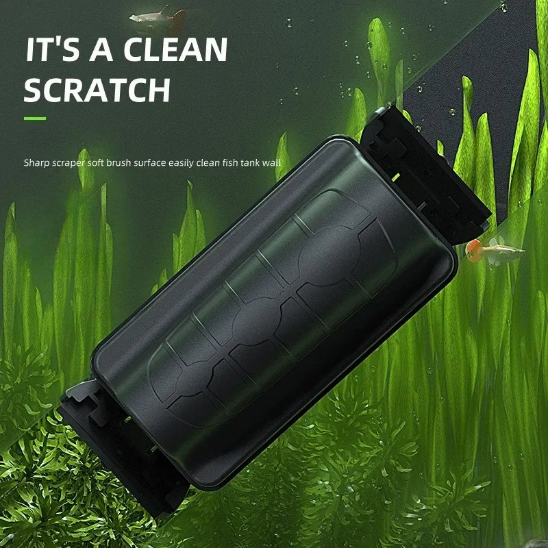 Magnetic Aquarium Algae Scraper Brush – Floating Glass Cleaner for 12–20 in (30–50 cm) Tanks, ≤4 mm Glass (Carbon Fiber Blade)