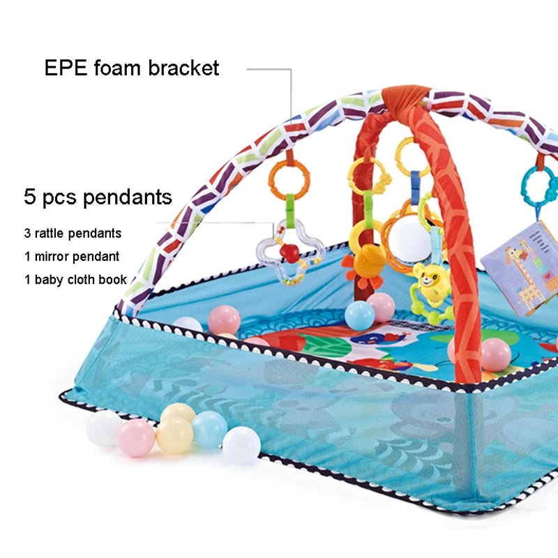 Baby Activity Gym Play Mat with Toy Rack – Educational Crawling Blanket & Infant Sensory Rug