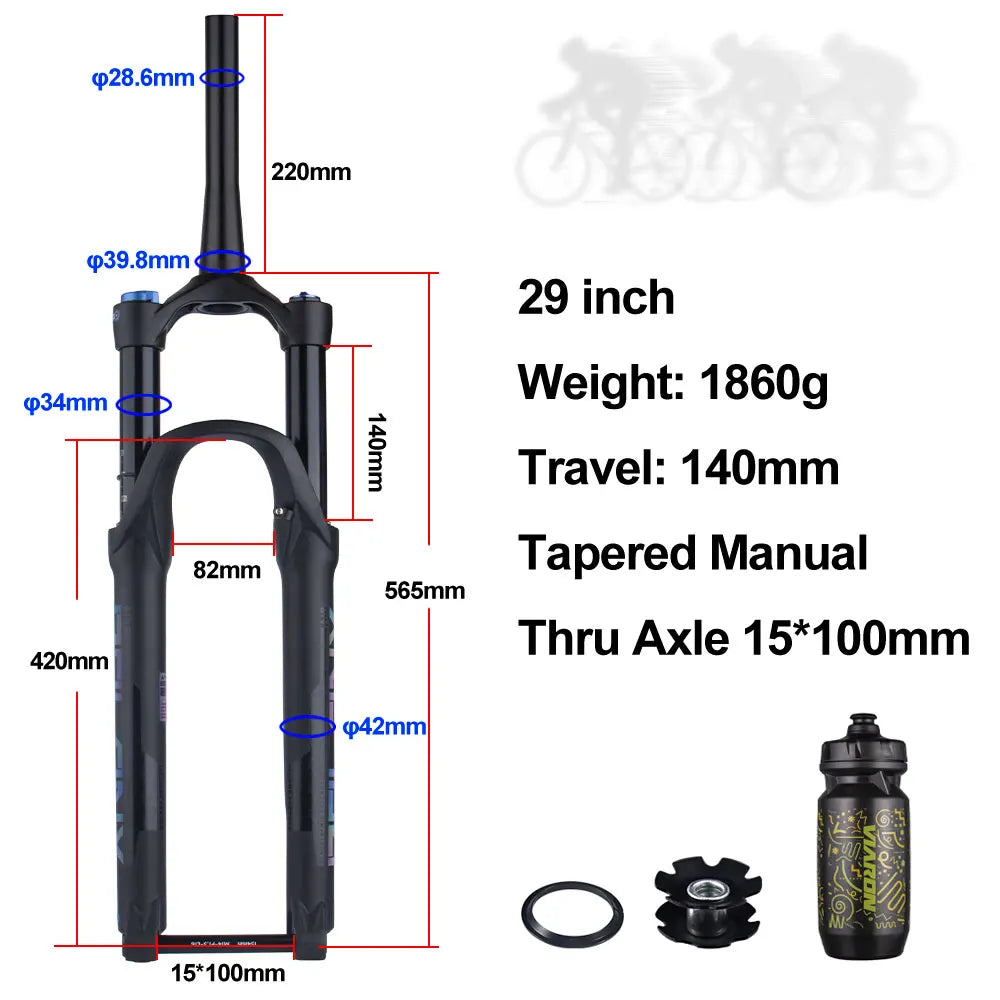 27.5/29-inch Boost Mountain Bike Suspension Fork - 34mm (1.34in) Tapered Stanchion, 120/140mm (4.7/5.5in) Travel, 15x100/110mm Thru-Axle, Adjustable Rebound and Lockout