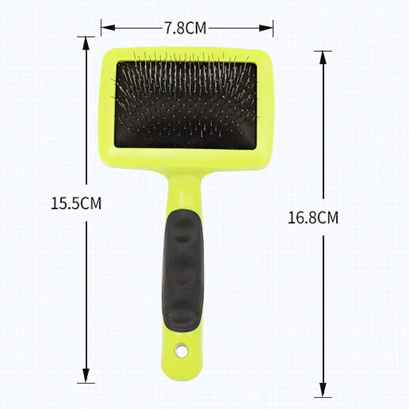 Stainless Steel Pet Grooming Brush for Dogs & Cats – Massage Hair Remover with Soft Handle