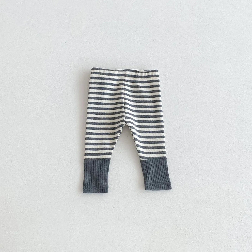Cotton Patchwork Baby Leggings – Candy Color Striped Pants for Infants 12–36 Months, Unisex Elastic Waist