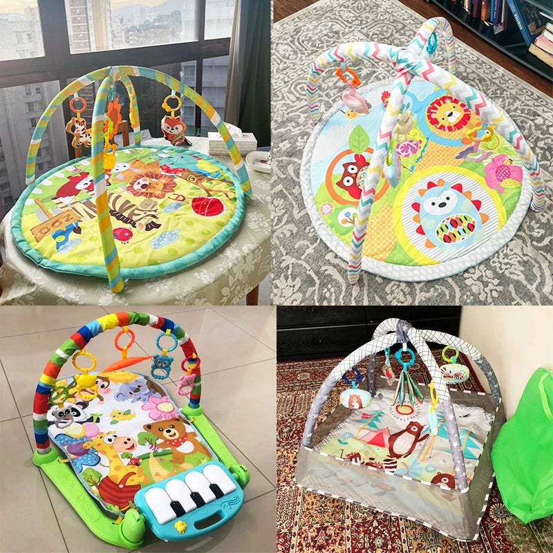 Baby Activity Gym Play Mat with Toy Rack – Educational Crawling Blanket & Infant Sensory Rug