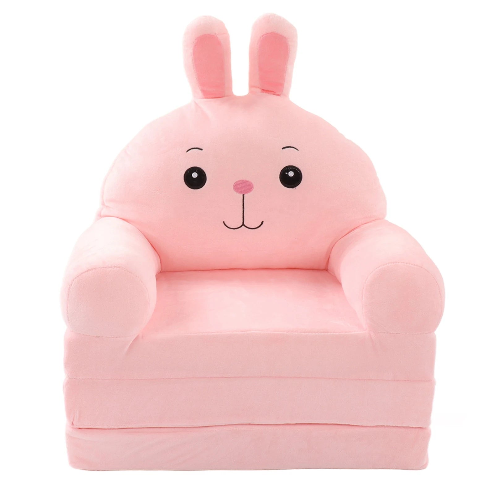 Cartoon Foldable Kids Sofa Bed - Plush Detachable Washable Cover & Wide Armrests